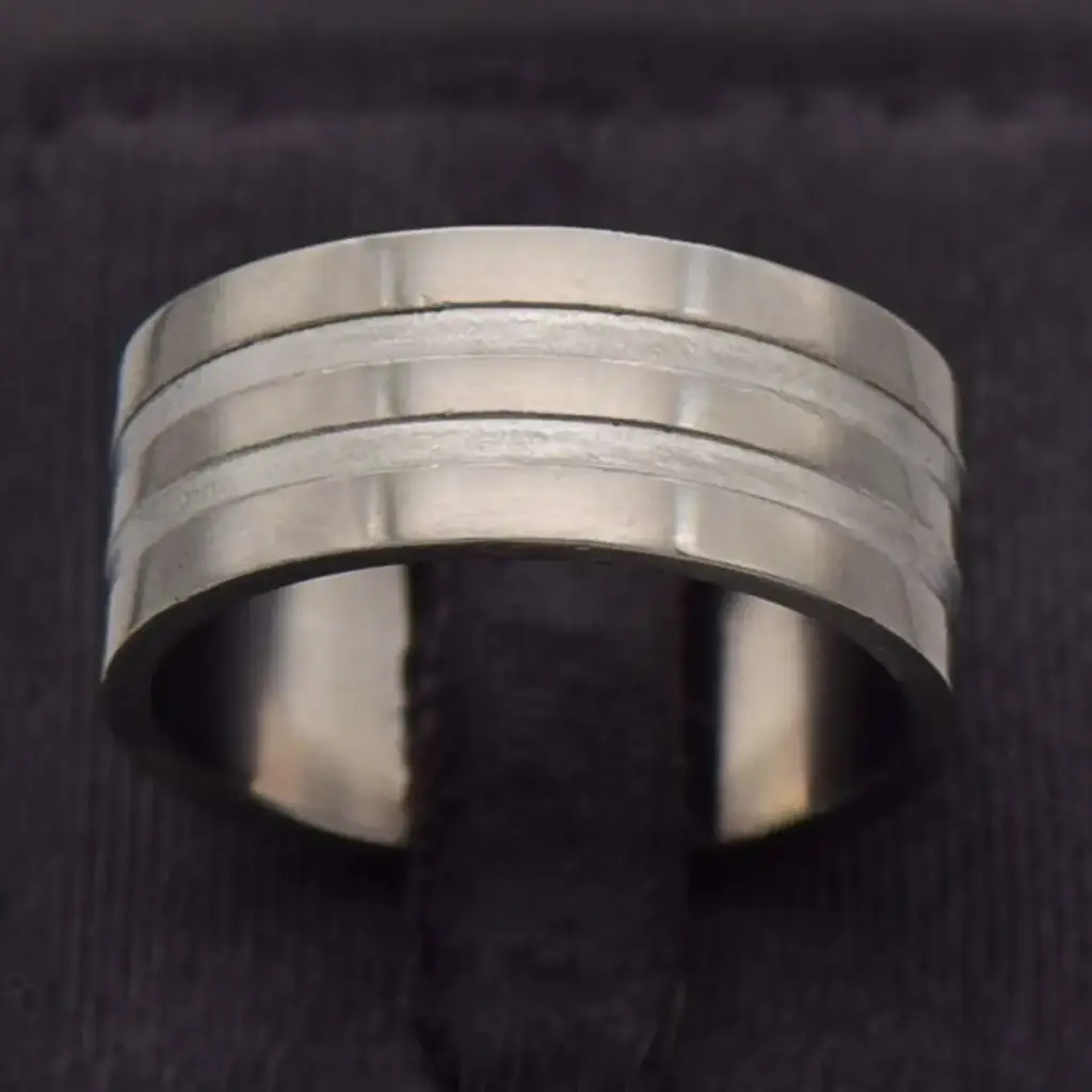 Stainless Steel Wedding Band Patterned