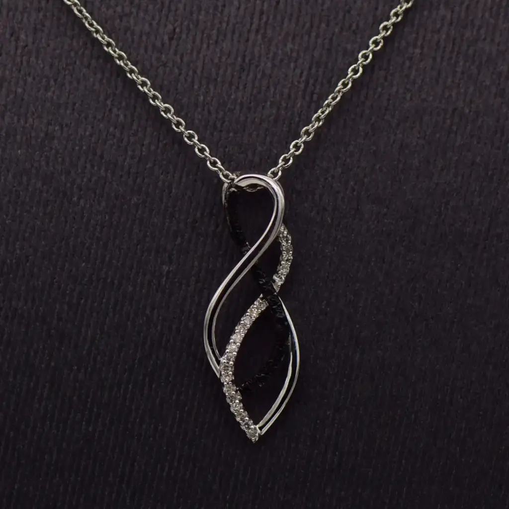 9ct White Gold Chain & Pendant - View 2