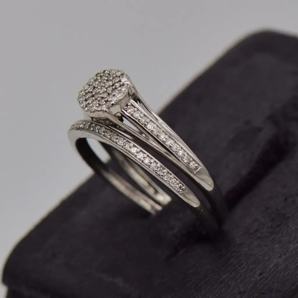 9ct White Gold Wedding Ring Twin Set - View 3
