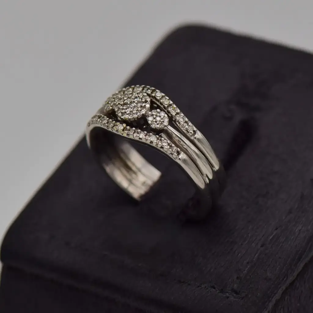 9ct White Gold Wedding Ring Trip Set - View 3