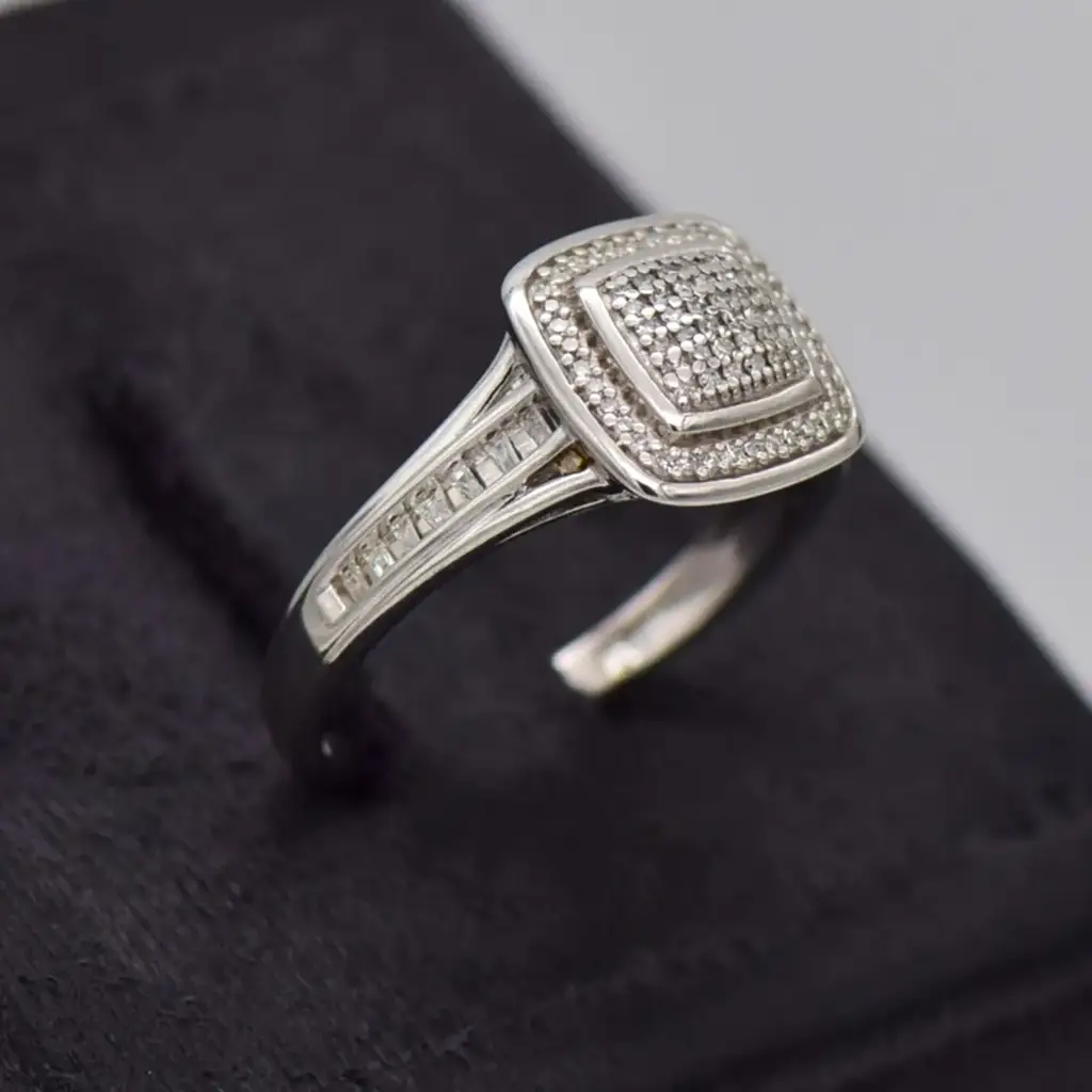 9ct White Gold Dress Ring - View 2
