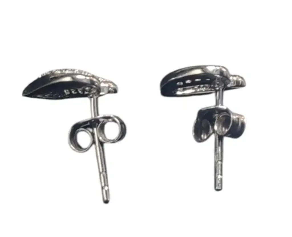 925 Sterling Silver Heart-Shaped Stud Earings - View 2