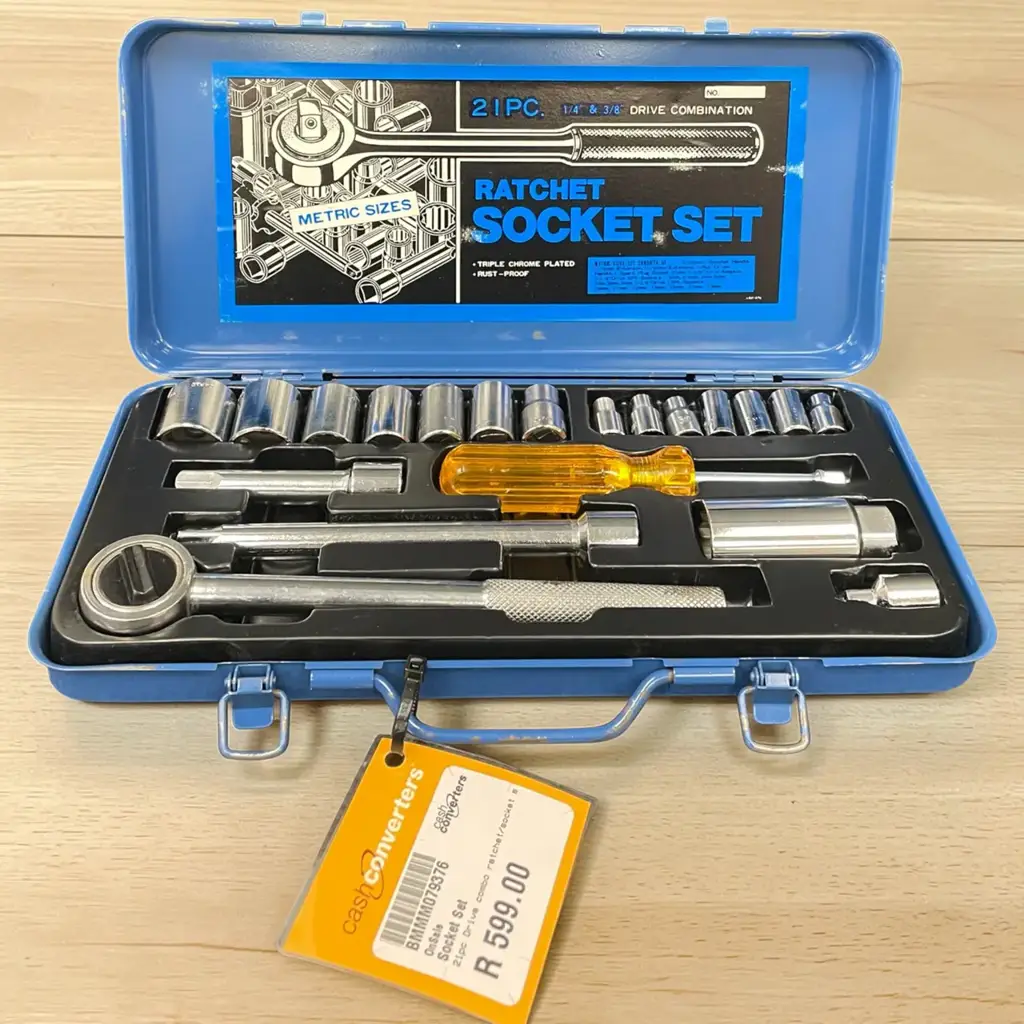 21Pc Drive Combo Ratchet/Socket Set