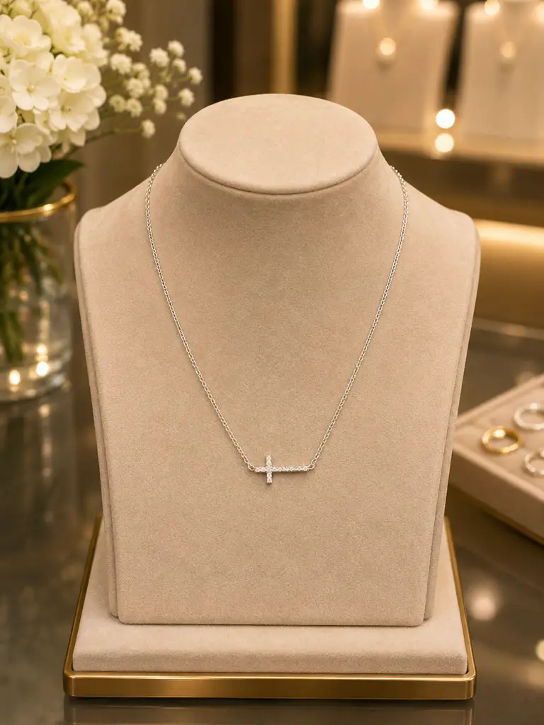 925 Cz Pavé Cross On Anchor Chain – Second Hand