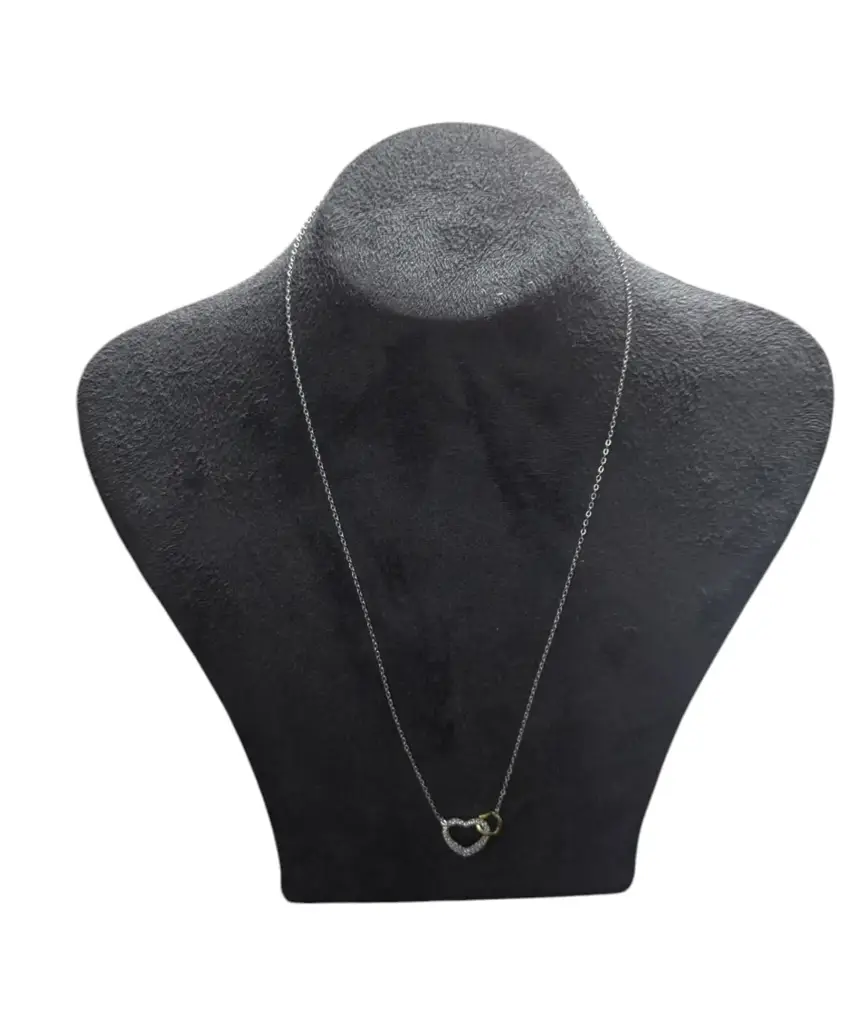 925 Silver Necklace With Interlock Double Heart