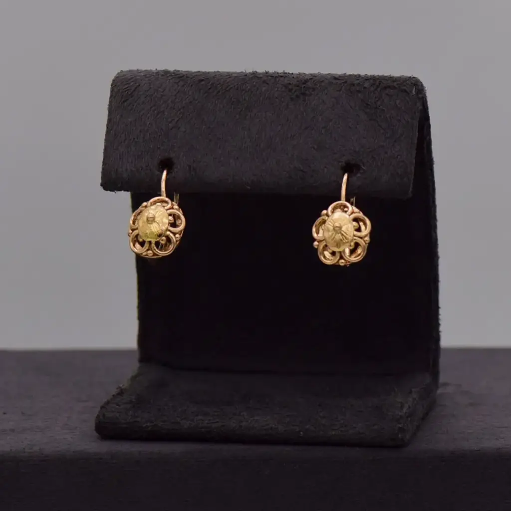 14ct Yellow Gold Earrings Floral Halo