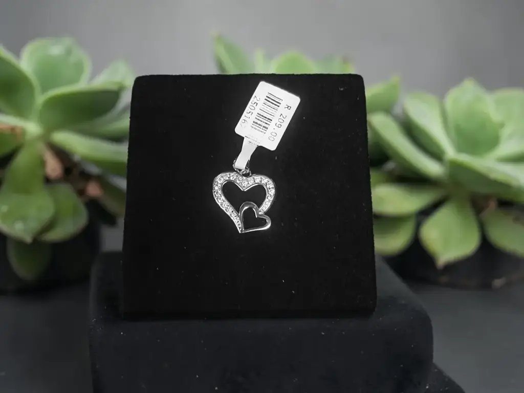 Double Heart Silver Pendant - View 2