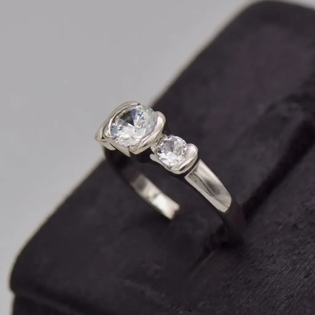 9ct White Gold Dress Ring Three Stone - View 3