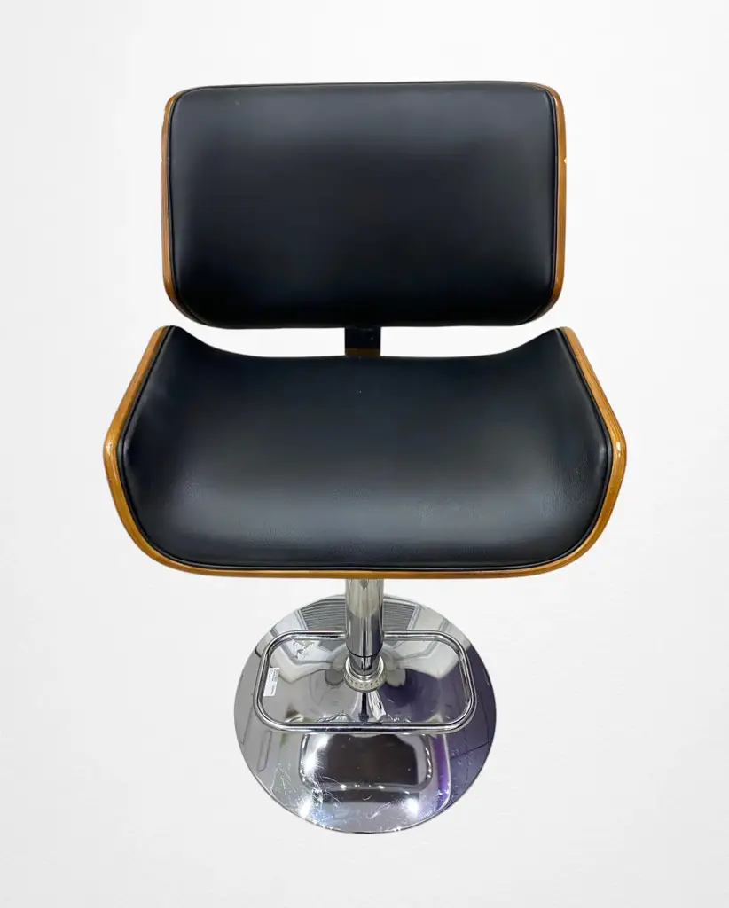 Two Walnut Brown Bar Stools.