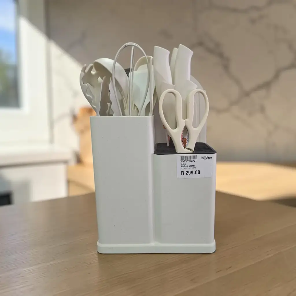 19-Piece White Silicone And Stainless Steel Kitchen Utensil Set