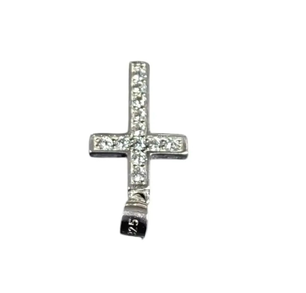 925 Sterling Silver Cross Pendant With Cubic Zirconia - View 3
