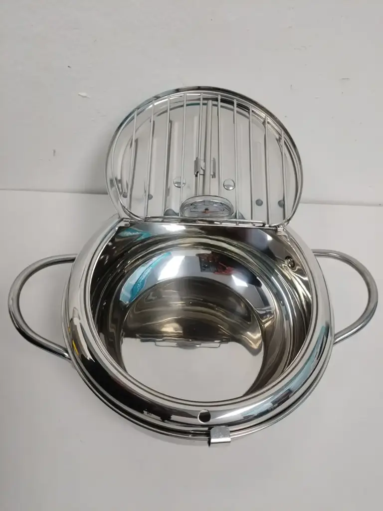 Stainless Steel Frying Pot With Thermometer And Oil Drain Rack-Ib-186
