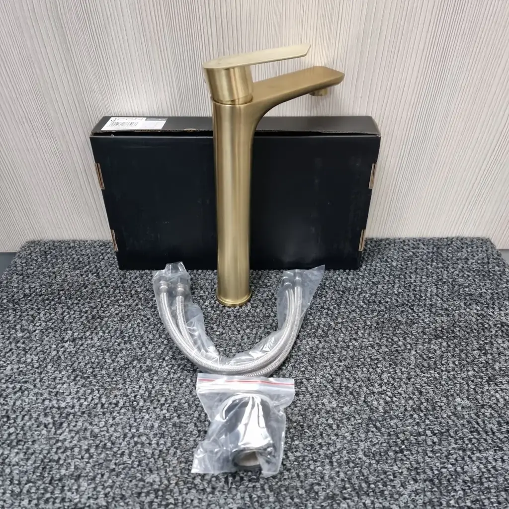 Brushed Gold Bathroom Faucets With High Spouts, Designed To Be Deck-Mounted For Vessel Sinks - View 2