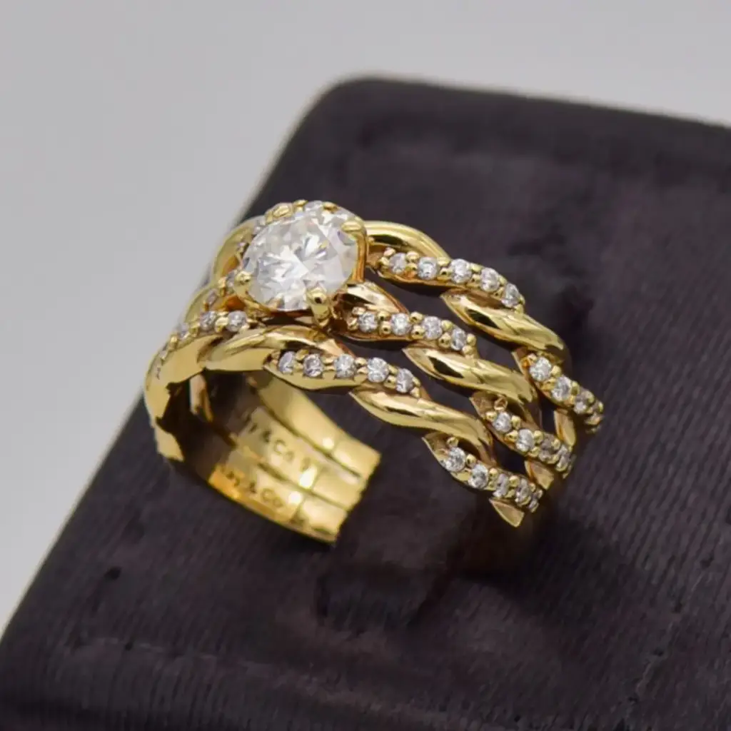9ct Yellow Gold Wedding Ring Trip Set - View 3