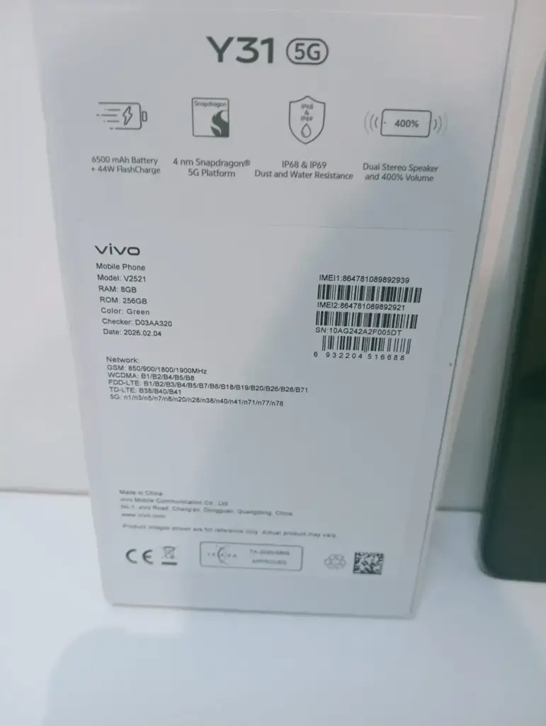Vivo Y31 5G Dual Sim 256Gb - Green Cellphone - View 3