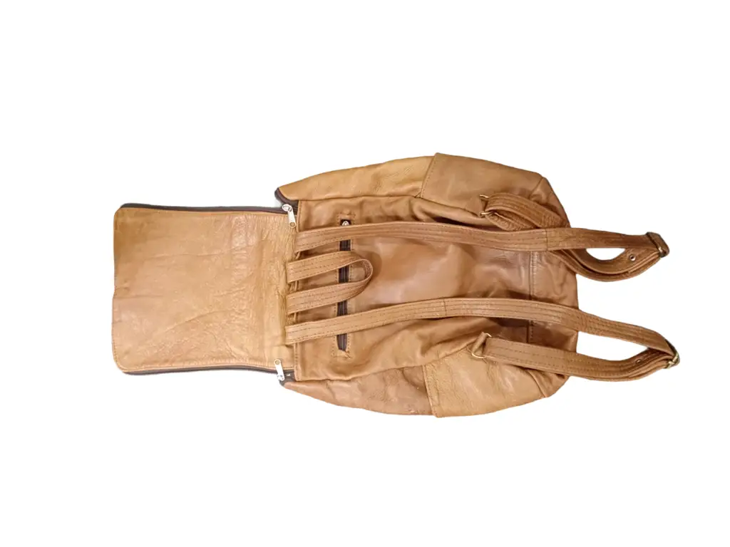 Brown Leather Backpack - View 3