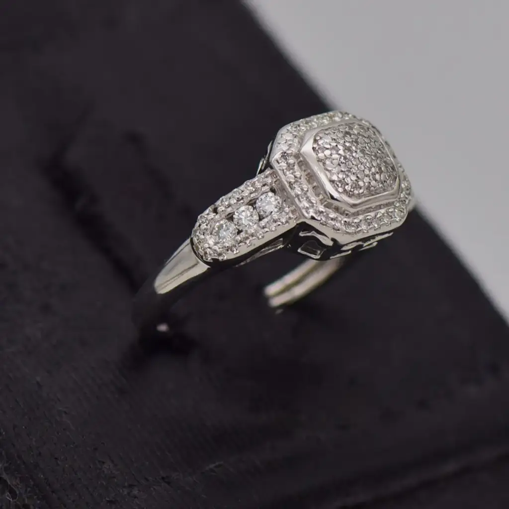 9ct White Gold Dress Ring - View 2
