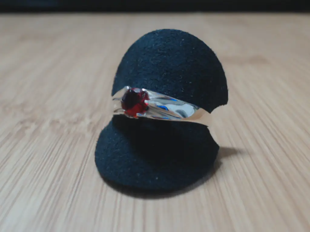 Sterling Silver 925 Men's Ring With Round Red Stone (Size T)