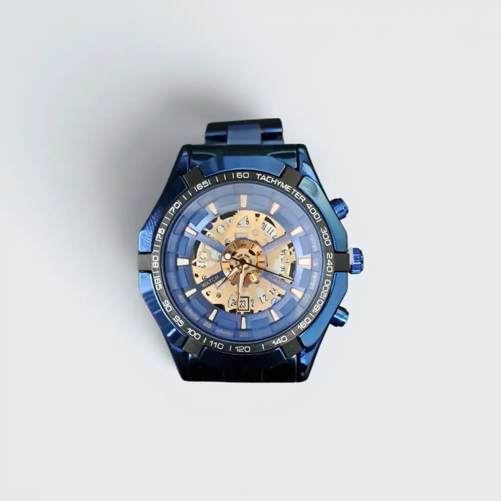 Blue Skeleton Analog Watch - View 2