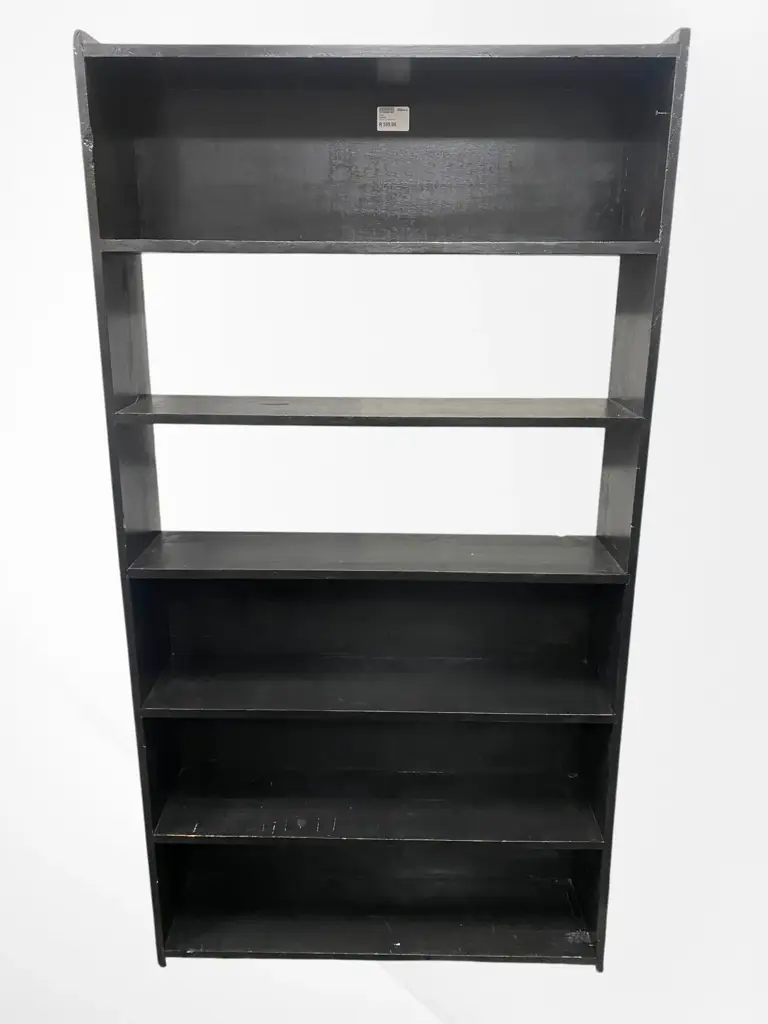 6-Tier Black Wooden Bookcase.