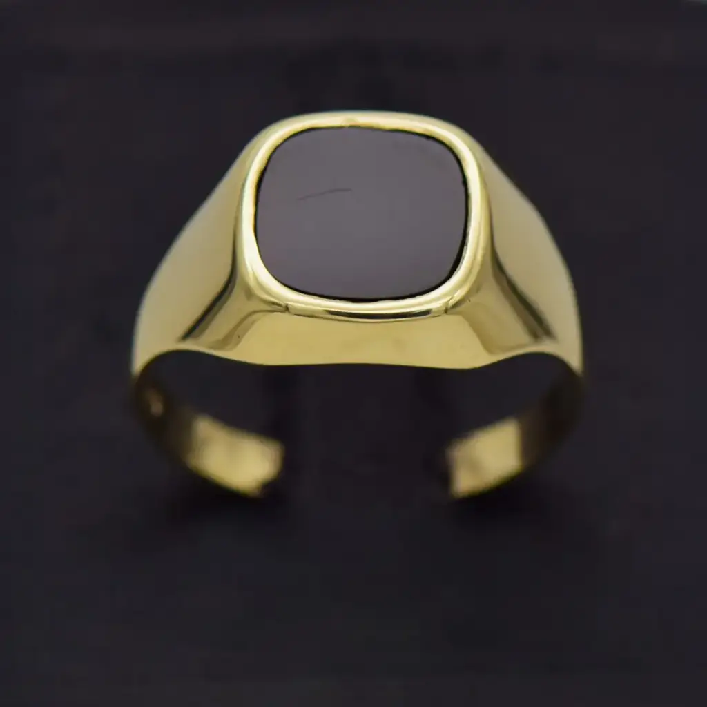 9ct Yellow Gold Men's Onyx Ring