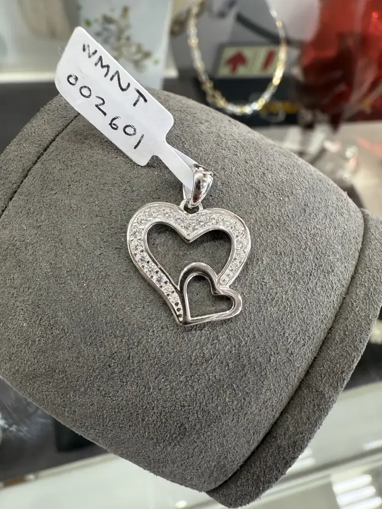 925 Double Heart Pendant With Zirconia Diamonds