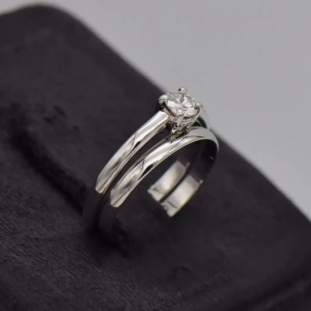 9ct White Gold Wedding Ring Twin Set - View 2
