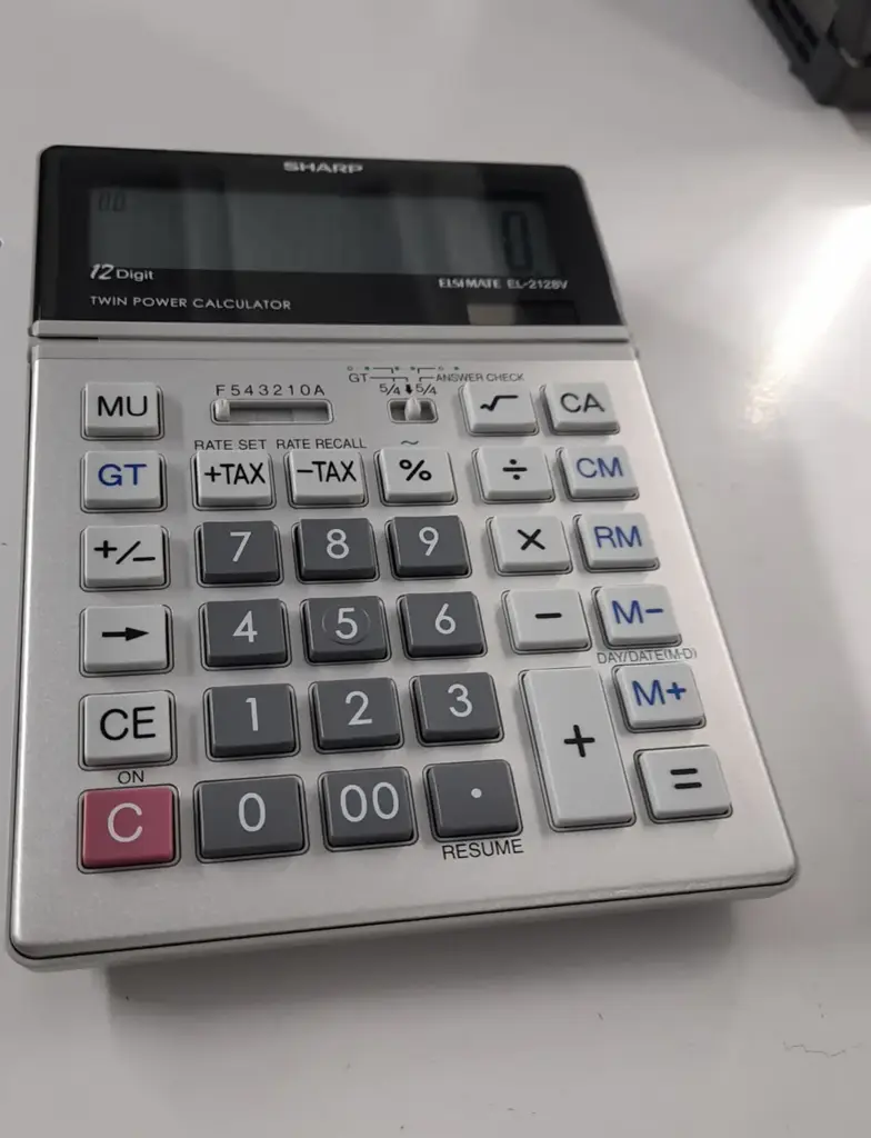 Sharp El2128v Semi-Desk Calculator - View 2