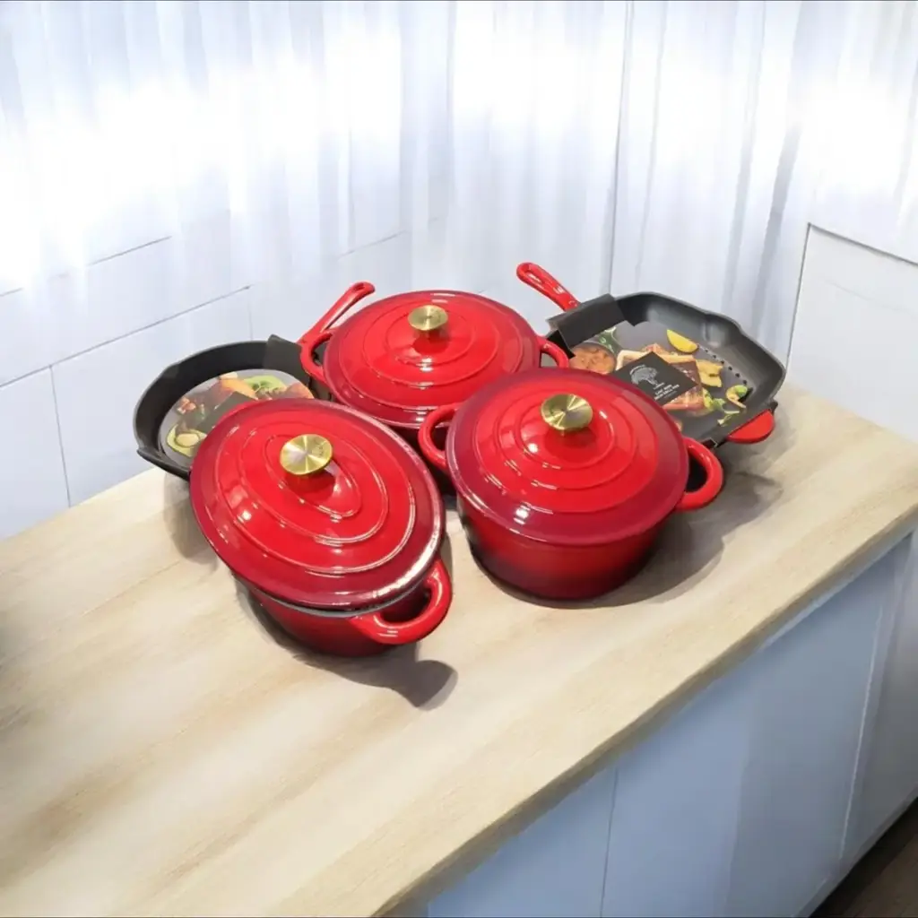 Le Morgan 8 Piece Pots Red