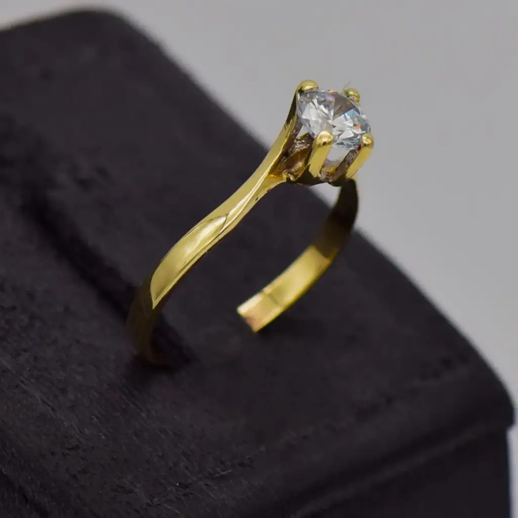 10ct Yellow Gold Solitaire Ring - View 2