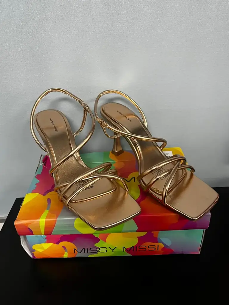Missy Missi Metallic Gold Strappy Heel