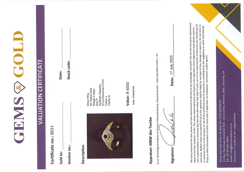 9ct Yellow Gold Dress Ring - View 4