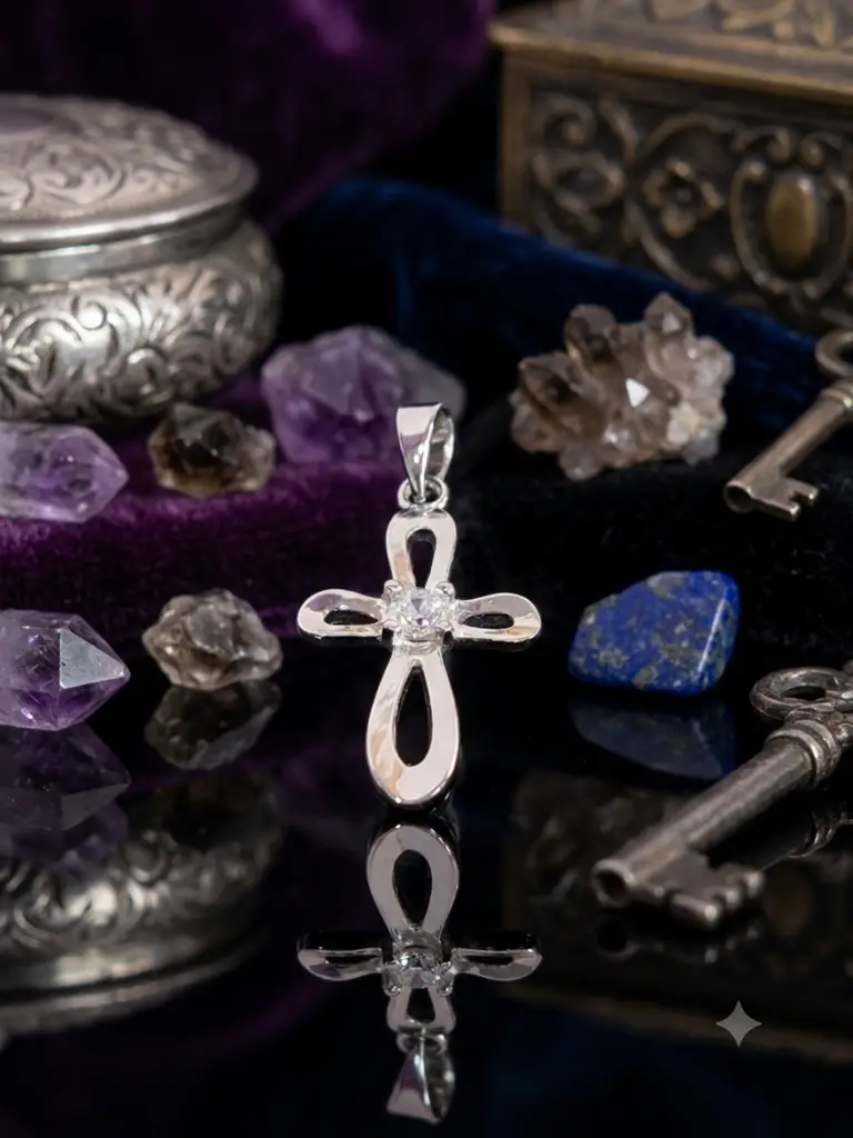 925 Silver Cross Pendant Cz Ssrl004 12X18mm