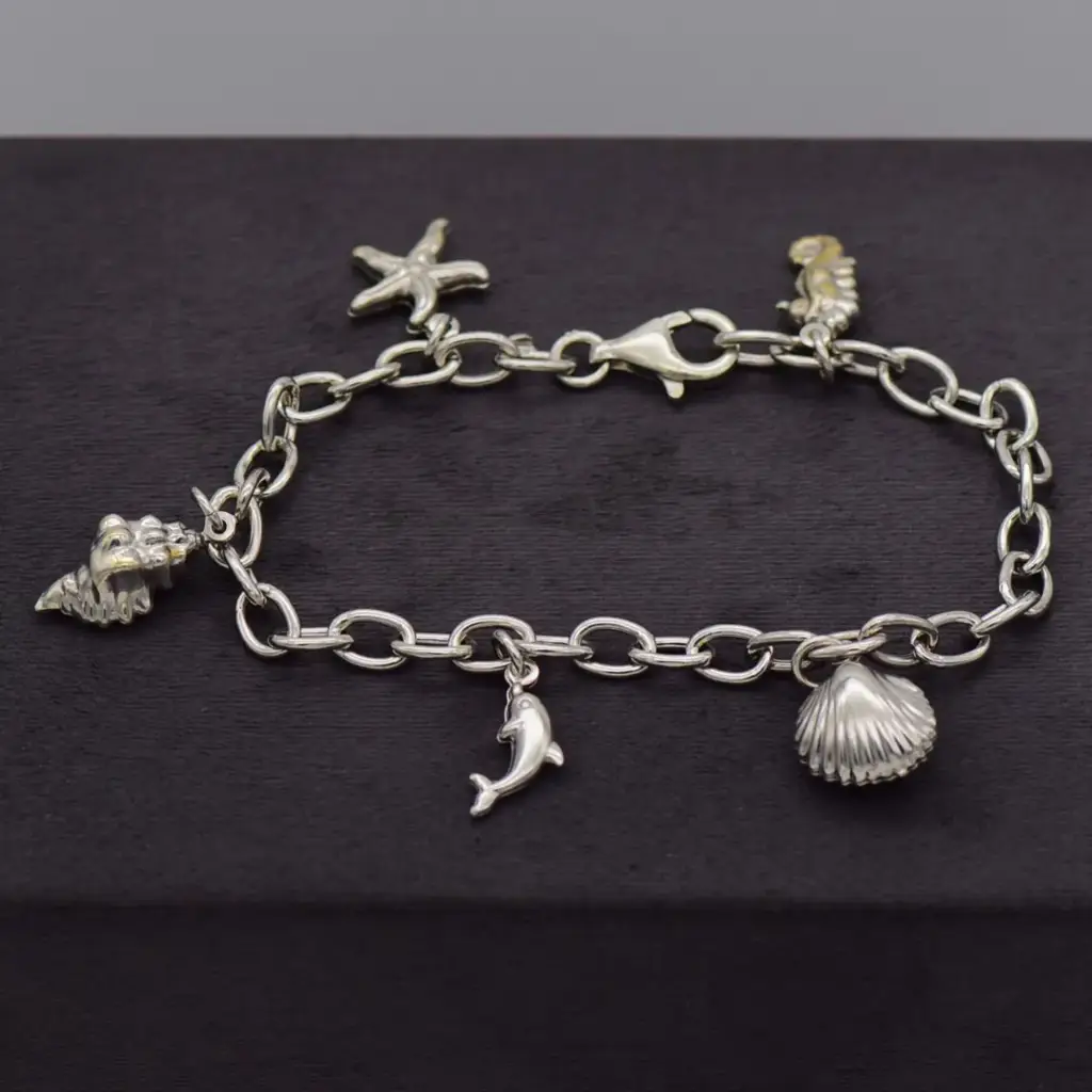 Silver-925 Charm Bracelet Curb-Link