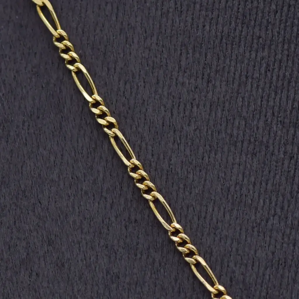 9ct Yellow Gold Chain Figaro Link & Cross Pendant - View 2