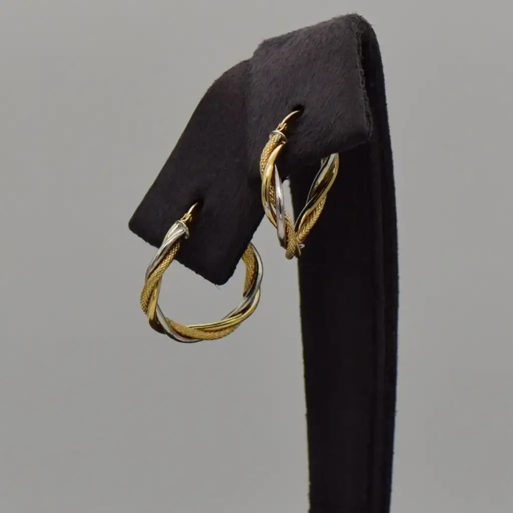 9ct Tri Colour Gold Hoop Earrings