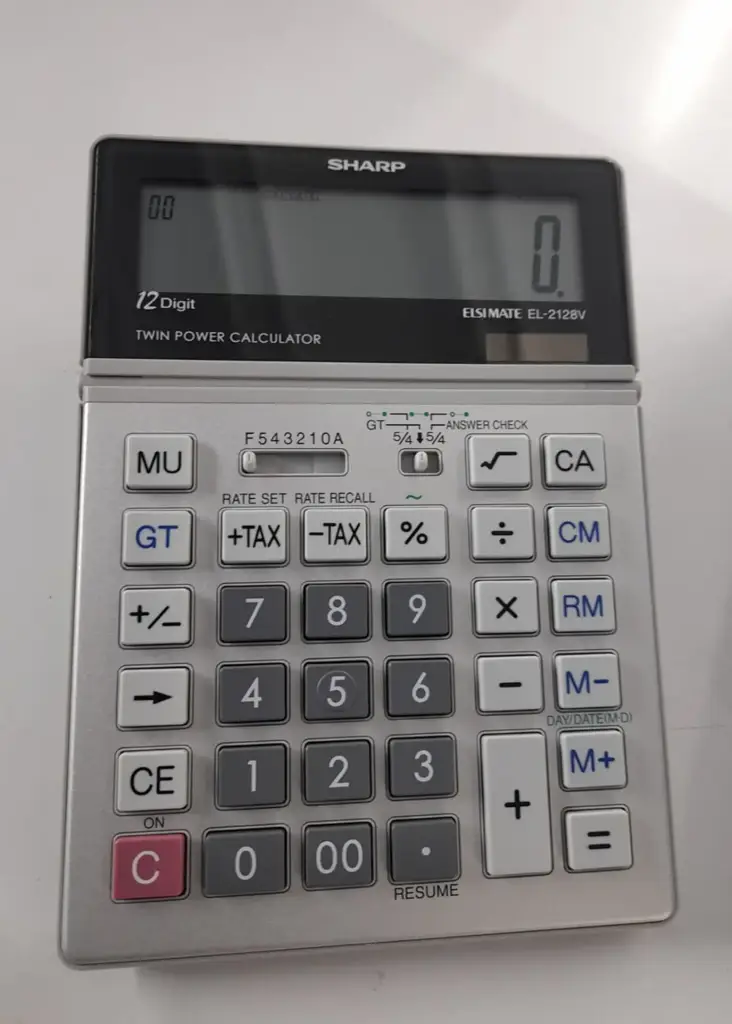 Sharp El2128v Semi-Desk Calculator - View 3