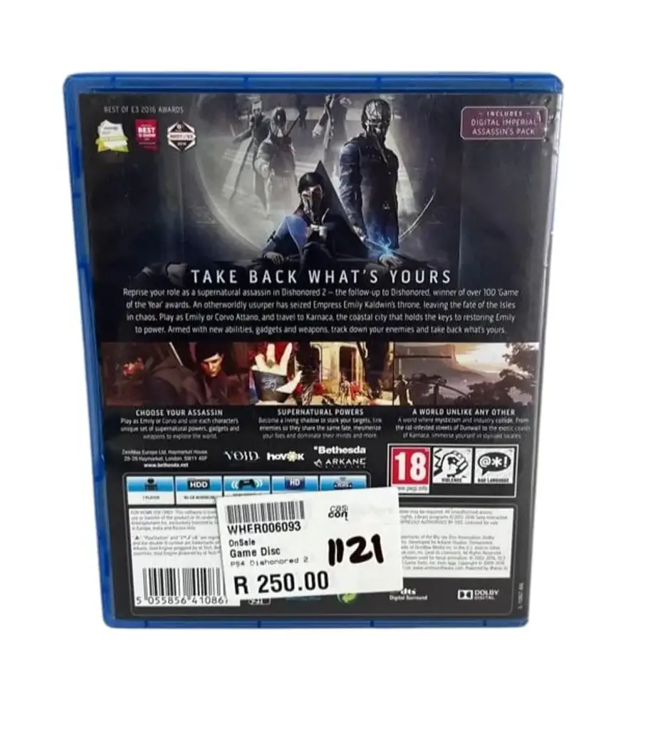 Ps4 Dishonored 2 Game Disc - View 3
