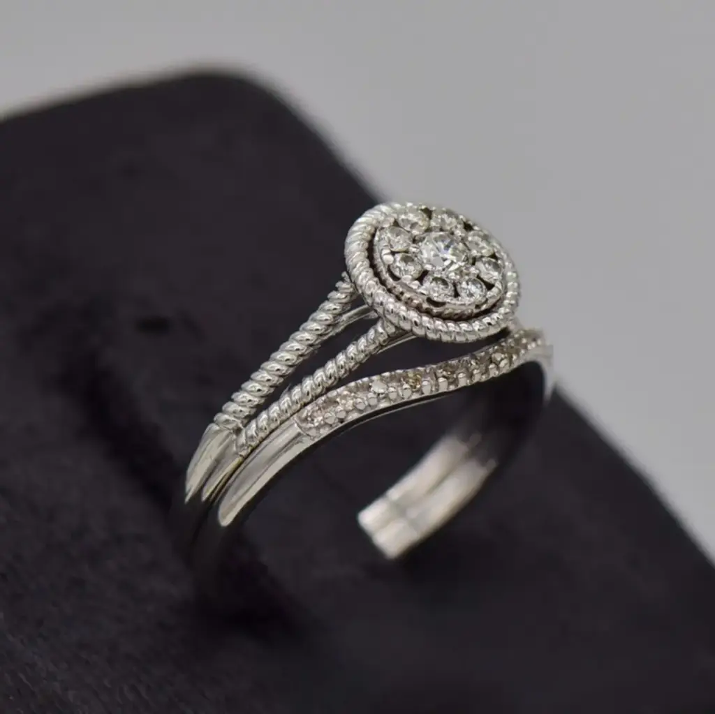 9ct White Gold Wedding Ring Twin Set - View 2