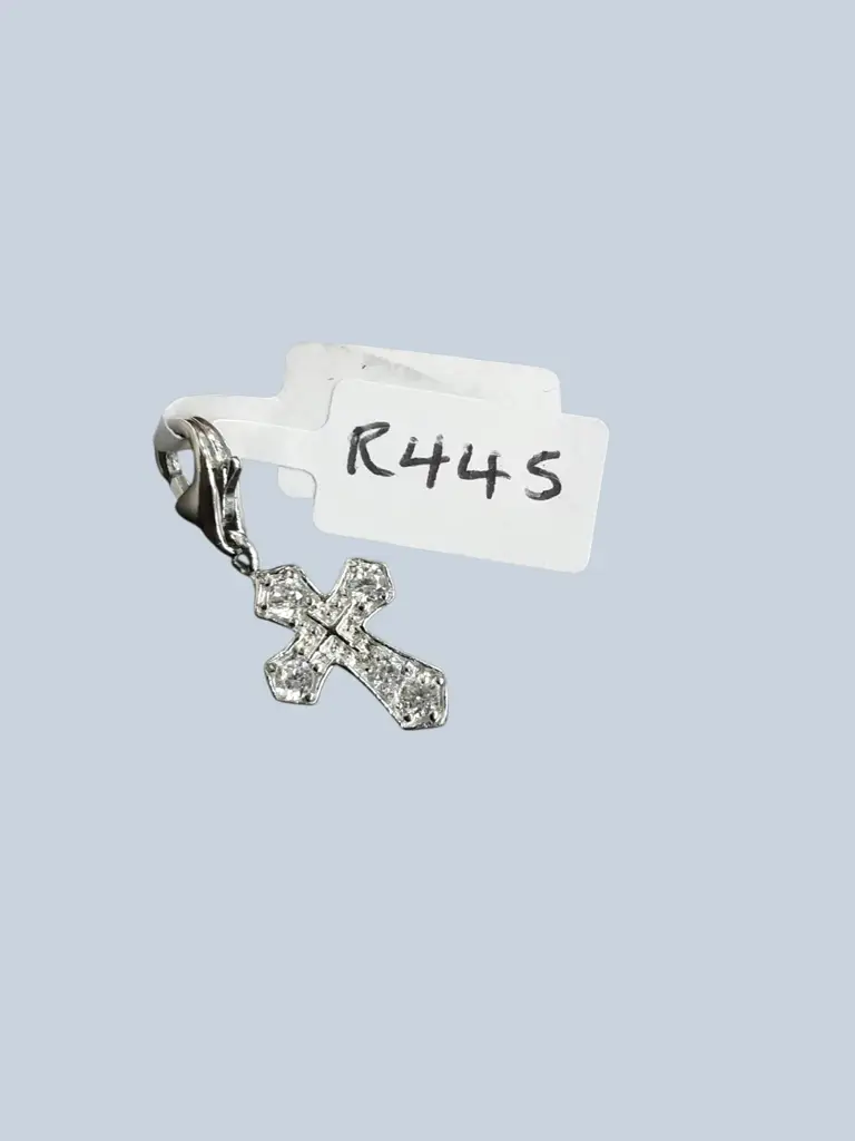 Pave Millgrain Crystal Cross Pendant - View 2