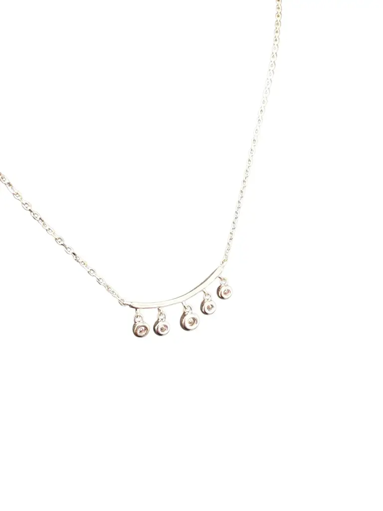 Minimalist Curved Bar Pendant Necklace - Silver - View 2