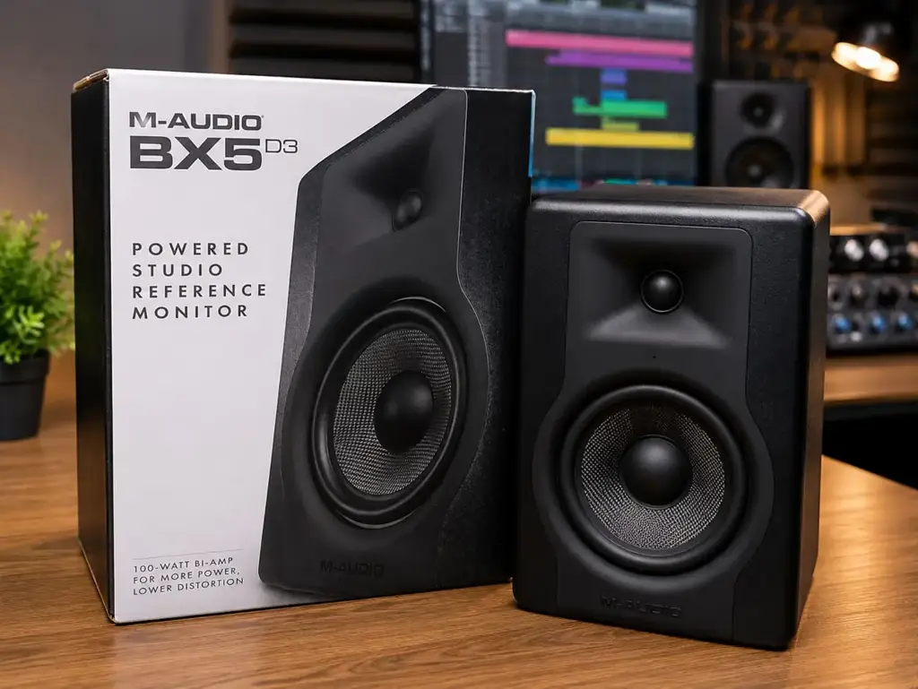 M-Audio Bx5 D3 Active Studio Monitor Speaker – Professional 100W Bi-Amplified Monitor