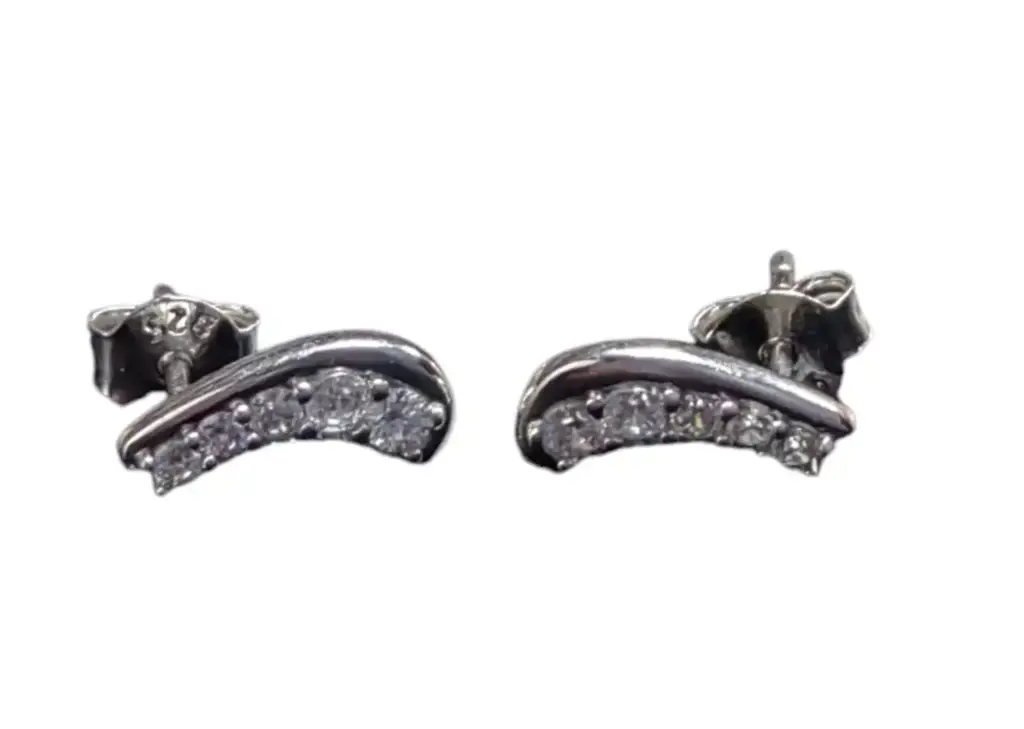 925 Sterling Silver Curved Stud Earings