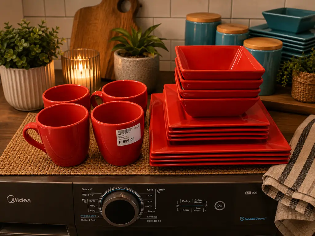 19 Piece Dinner Set (Red) Brand New