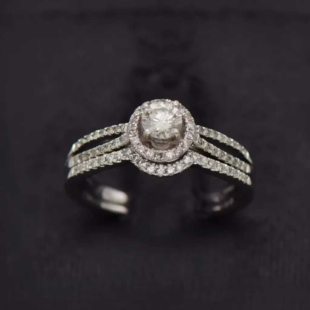 14ct White Gold Wedding Ring Twin Set