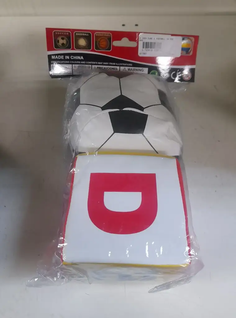 4 Inch Cube & Football In Pvc Bag