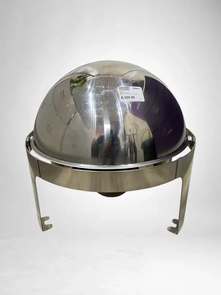 Stainless Steel Round Roll-Top Chafing Dish.