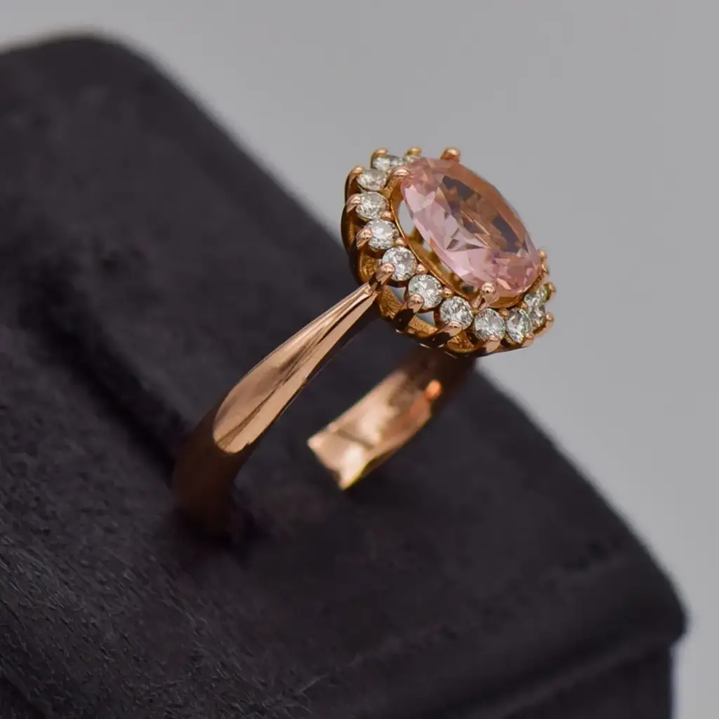 18ct Rose Gold Cluster Dress Ring - View 2