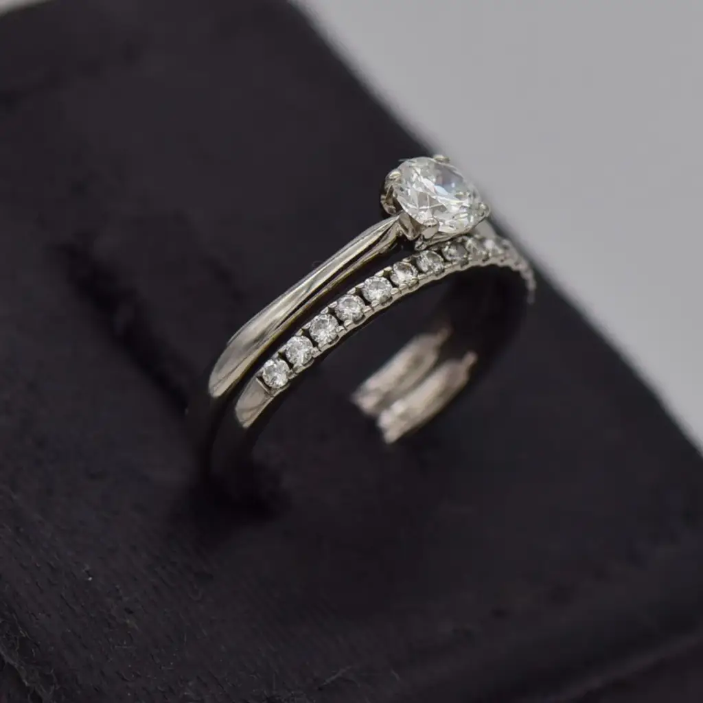 18ct White Gold Wedding Ring Twin Set - View 2