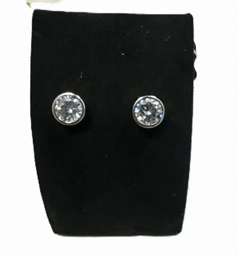 Sterling Silver Round Tube Stud Earrings 8mm